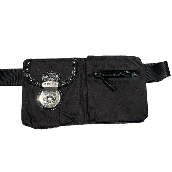 GUESS Belt Bag Y2K Magnetic Closure 2 Zippered Pockets Fits up to 27" Waist - Picture 1 of 13
